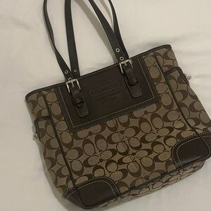 Coach Brown and Tan Signature Tote